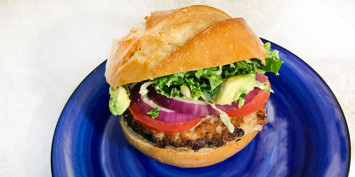 Turkey Burger Recipe with Avocado Kale Slaw